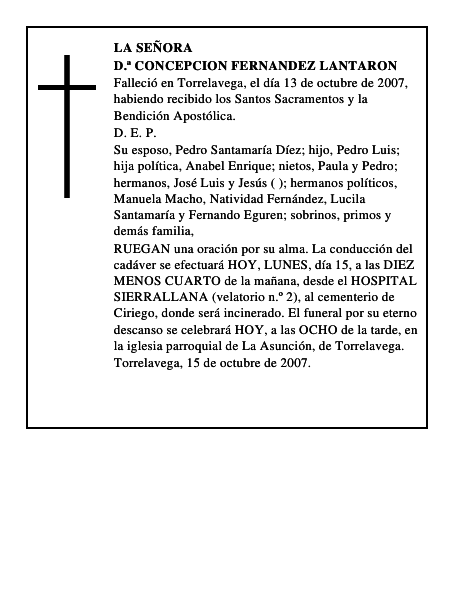 D.ª CONCEPCION FERNANDEZ LANTARON