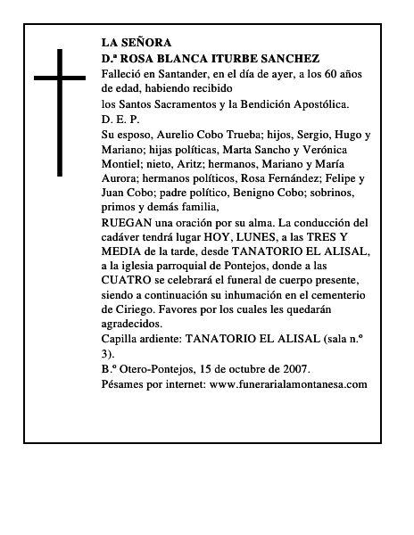 D.ª ROSA BLANCA ITURBE SANCHEZ