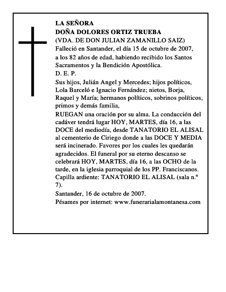DOÑA DOLORES ORTIZ TRUEBA