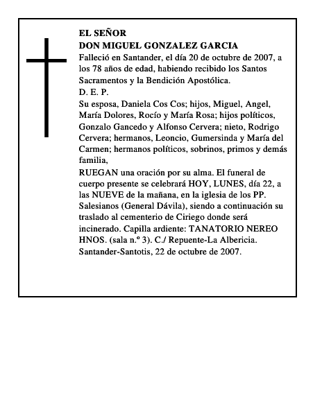 DON MIGUEL GONZALEZ GARCIA