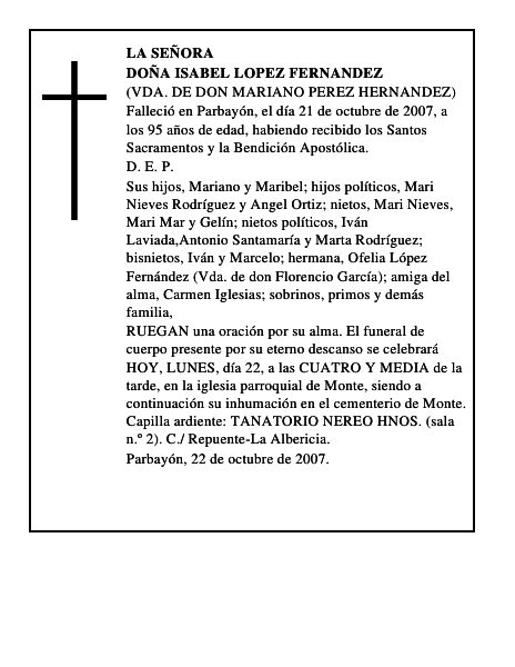 DOÑA ISABEL LOPEZ FERNANDEZ