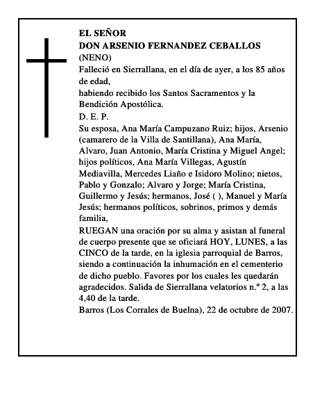 DON ARSENIO FERNANDEZ CEBALLOS