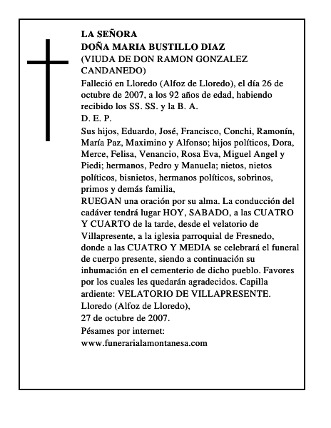 DOÑA MARIA BUSTILLO DIAZ