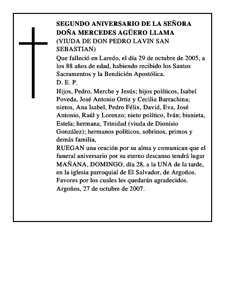 DOÑA MERCEDES AGÜERO LLAMA