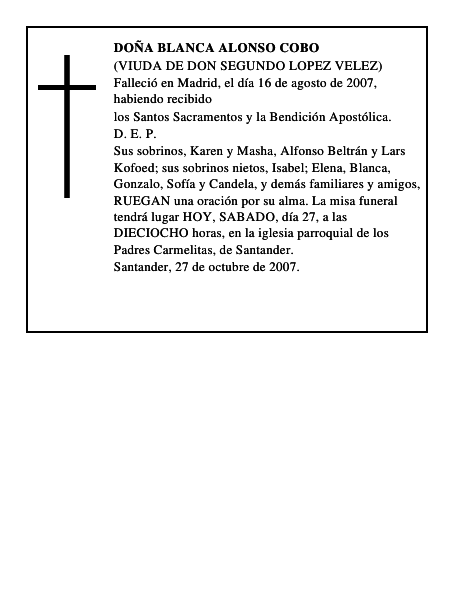 DOÑA BLANCA ALONSO COBO