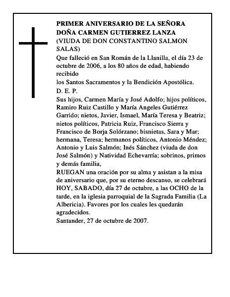 DOÑA CARMEN GUTIERREZ LANZA