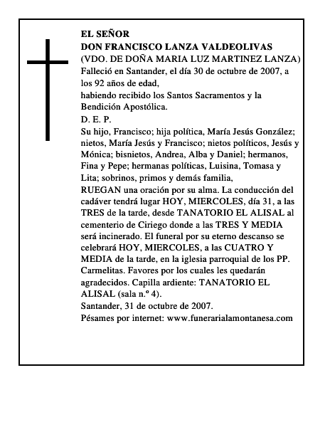 DON FRANCISCO LANZA VALDEOLIVAS