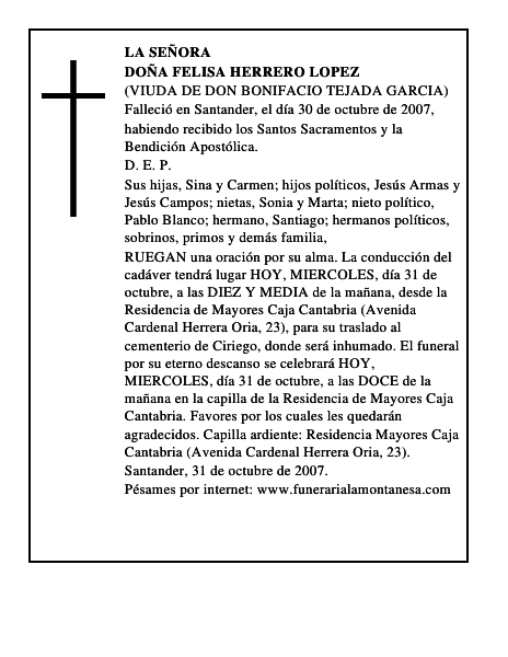 DOÑA FELISA HERRERO LOPEZ