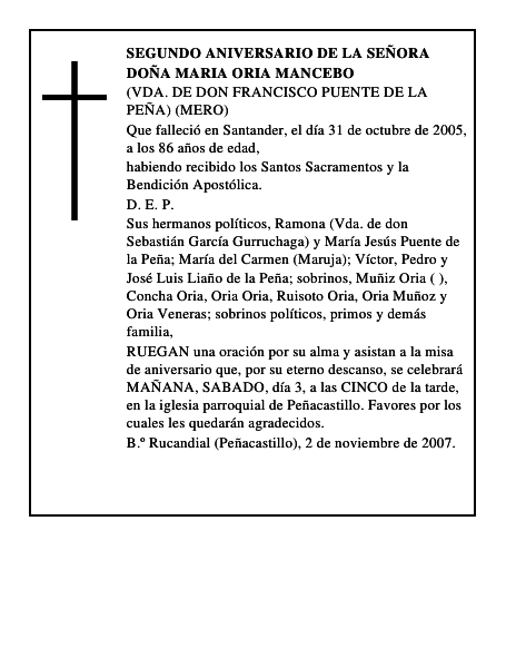 DOÑA MARIA ORIA MANCEBO