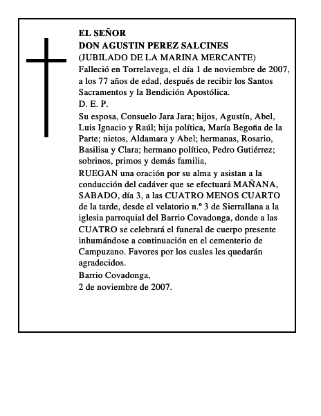 DON AGUSTIN PEREZ SALCINES