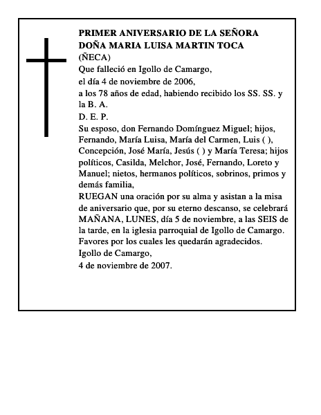 DOÑA MARIA LUISA MARTIN TOCA