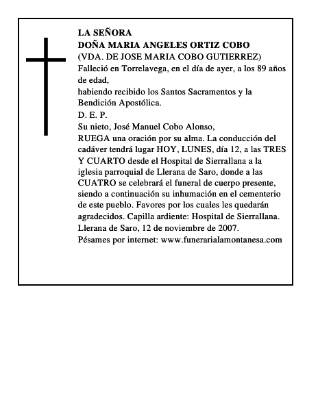 DOÑA MARIA ANGELES ORTIZ COBO
