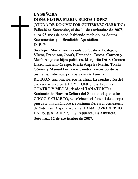 DOÑA ELOISA MARIA RUEDA LOPEZ