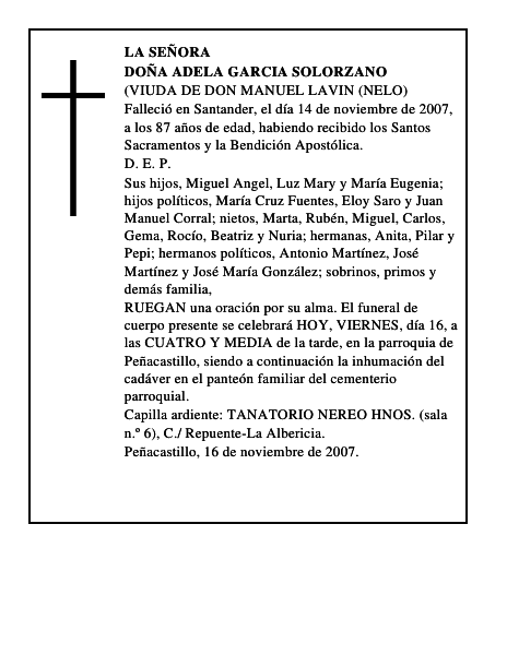 DOÑA ADELA GARCIA SOLORZANO