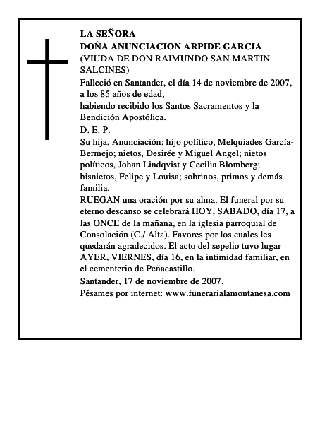DOÑA ANUNCIACION ARPIDE GARCIA