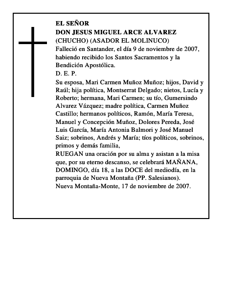 DON JESUS MIGUEL ARCE ALVAREZ