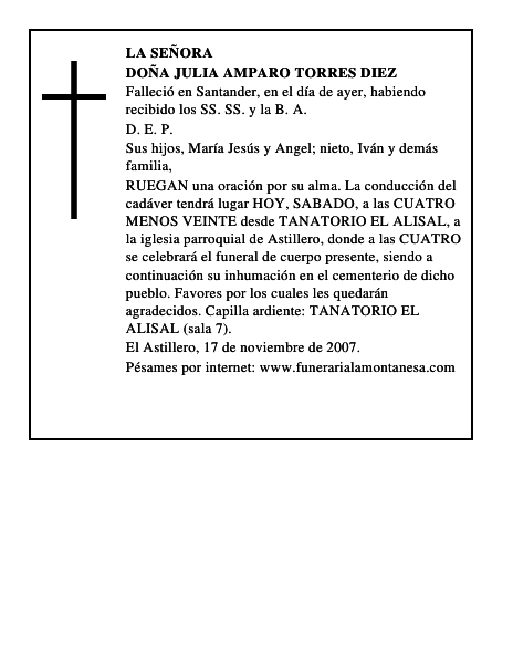 DOÑA JULIA AMPARO TORRES DIEZ