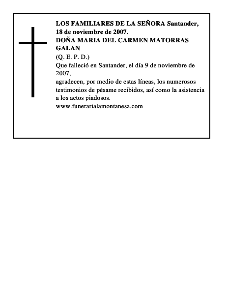 DOÑA MARIA DEL CARMEN MATORRAS GALAN