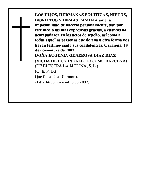 DOÑA EUGENIA GENEROSA DIAZ DIAZ