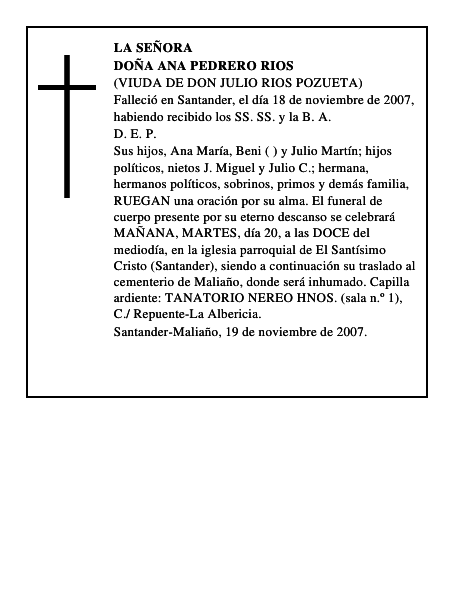 DOÑA ANA PEDRERO RIOS