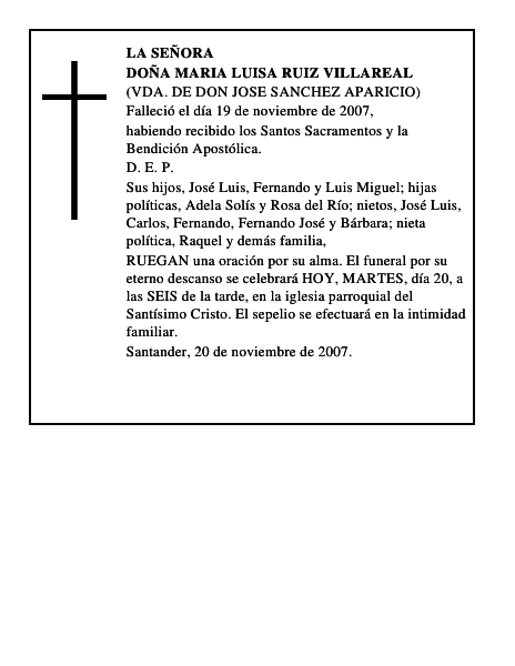 DOÑA MARIA LUISA RUIZ VILLAREAL