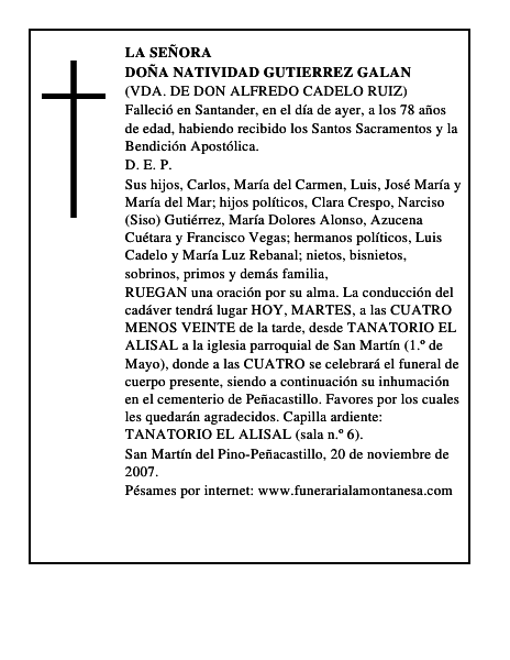 DOÑA NATIVIDAD GUTIERREZ GALAN