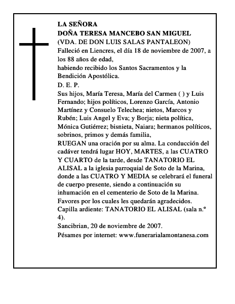 DOÑA TERESA MANCEBO SAN MIGUEL