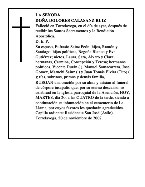 DOÑA DOLORES CALASANZ RUIZ