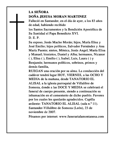 DOÑA JESUSA MORAN MARTINEZ