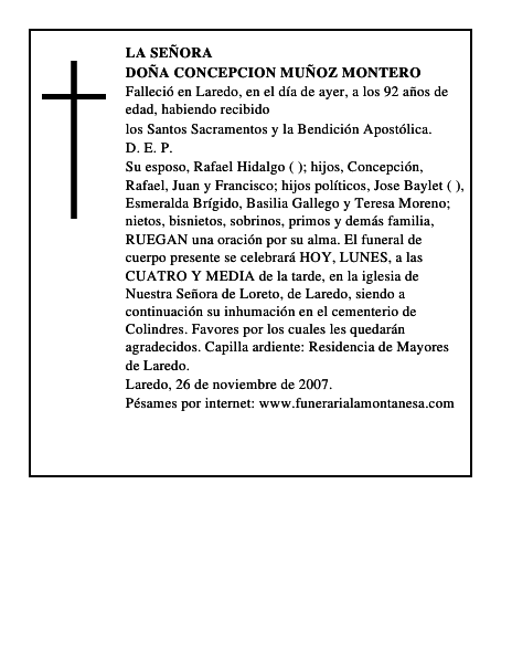 DOÑA CONCEPCION MUÑOZ MONTERO
