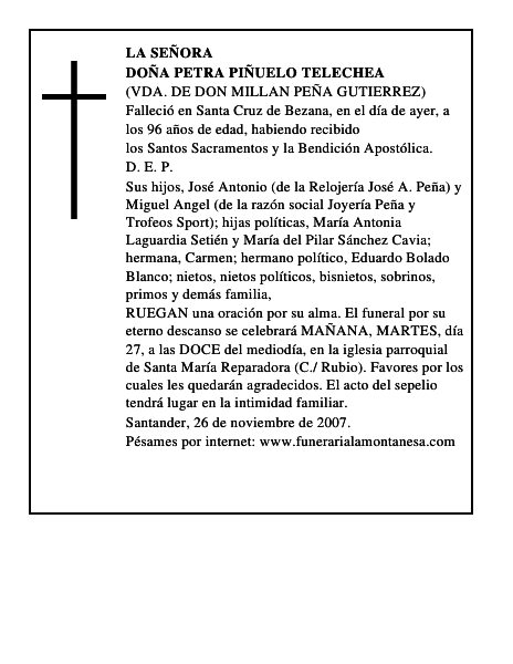 DOÑA PETRA PIÑUELO TELECHEA