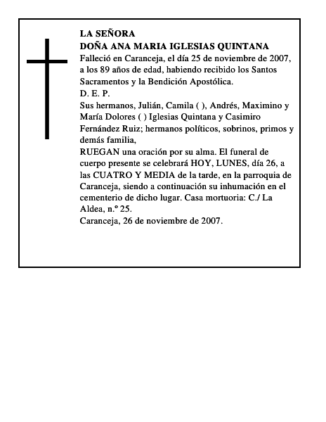 DOÑA ANA MARIA IGLESIAS QUINTANA