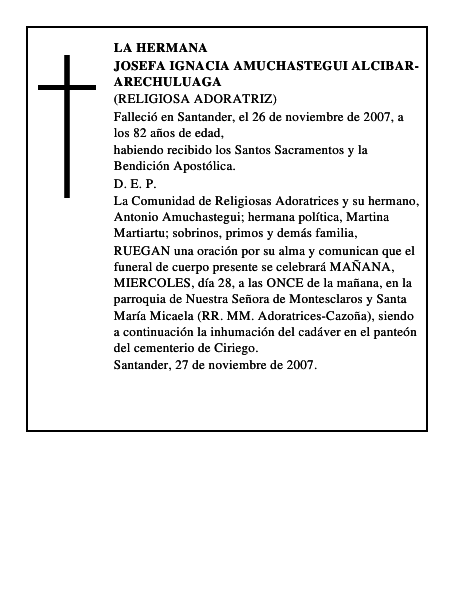 JOSEFA IGNACIA AMUCHASTEGUI ALCIBAR-ARECHULUAGA