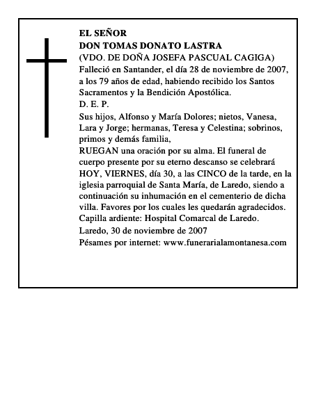 DON TOMAS DONATO LASTRA