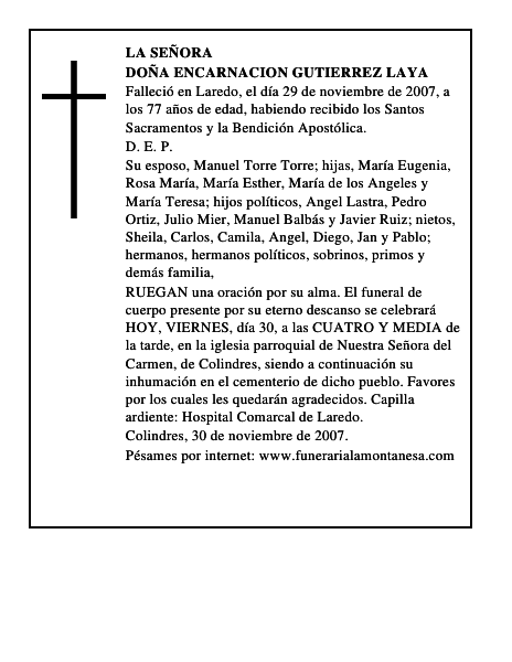 DOÑA ENCARNACION GUTIERREZ LAYA