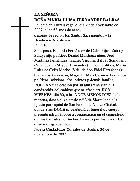 DOÑA MARIA LUISA FERNANDEZ BALBAS