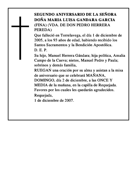 DOÑA MARIA LUISA GANDARA GARCIA