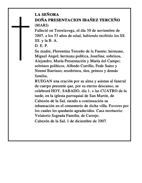 DOÑA PRESENTACION IBAÑEZ TERCEÑO