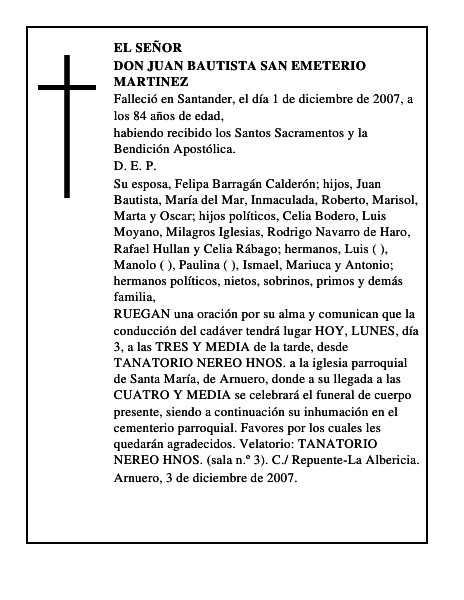 DON JUAN BAUTISTA SAN EMETERIO MARTINEZ