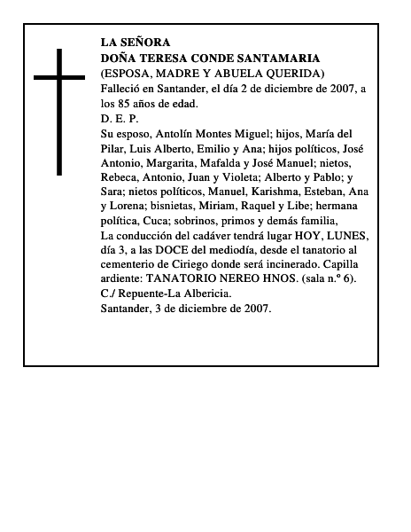 DOÑA TERESA CONDE SANTAMARIA