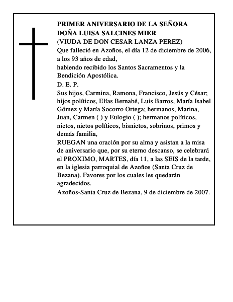 DOÑA LUISA SALCINES MIER