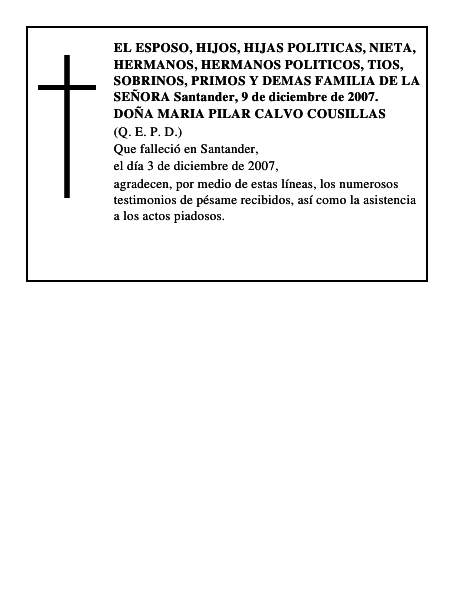DOÑA MARIA PILAR CALVO COUSILLAS