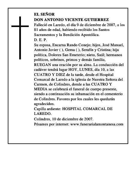 DON ANTONIO VICENTE GUTIERREZ