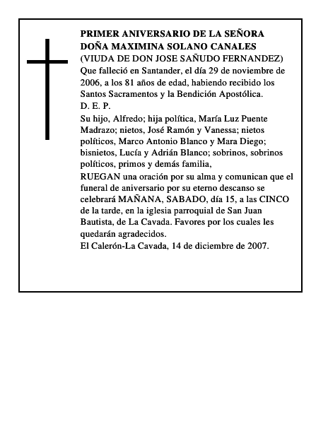 DOÑA MAXIMINA SOLANO CANALES
