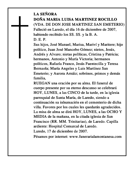 DOÑA MARIA LUISA MARTINEZ ROCILLO