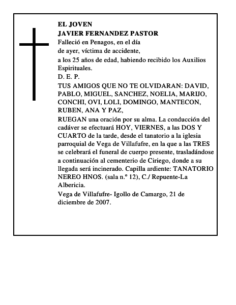 JAVIER FERNANDEZ PASTOR