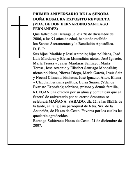 DOÑA ROSAURA EXPOSITO REVUELTA