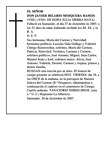 DON JAVIER HILARIO MOSQUERA RAMOS