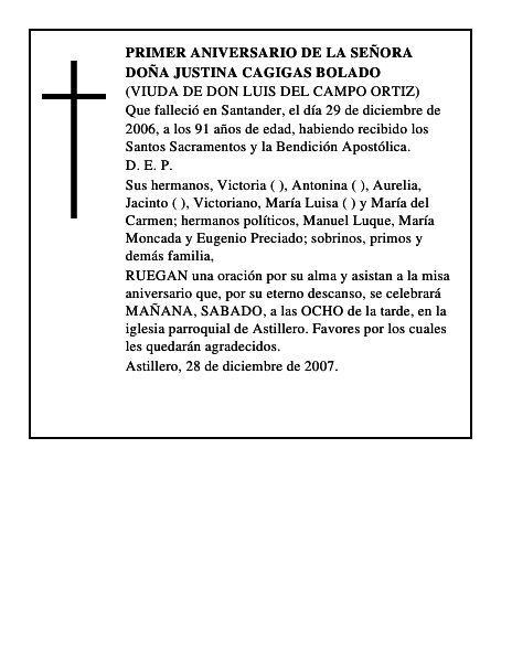 DOÑA JUSTINA CAGIGAS BOLADO