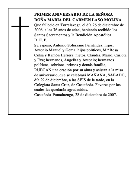 DOÑA MARIA DEL CARMEN LASO MOLINA